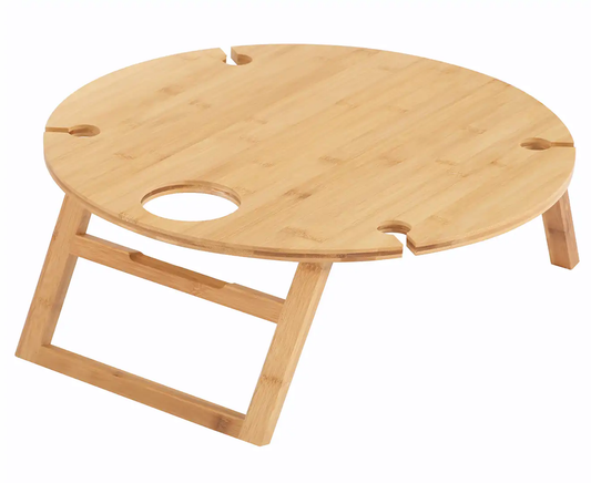 West Avenue Round Wooden Folding Picnic Table