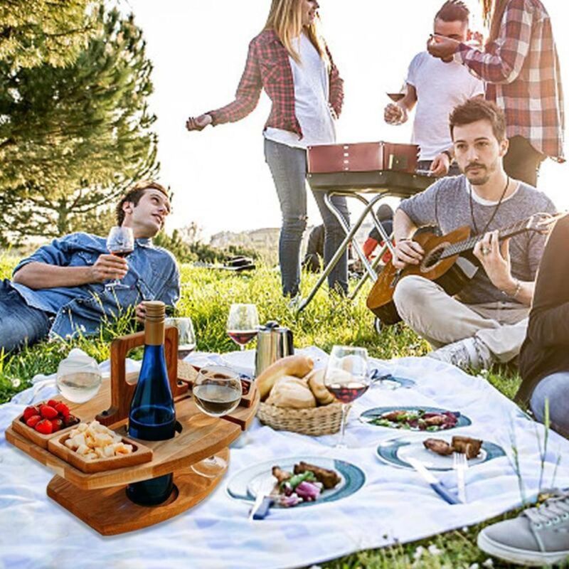 Portable Wooden Folding Picnic Table - 2-in-1