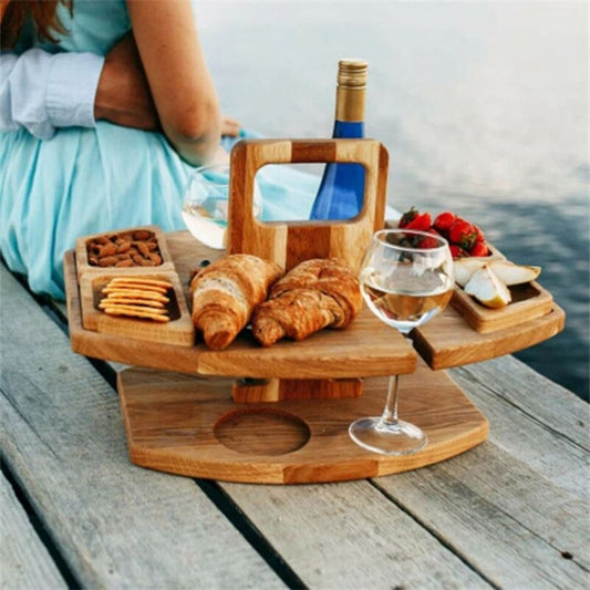 Portable Wooden Folding Picnic Table - 2-in-1