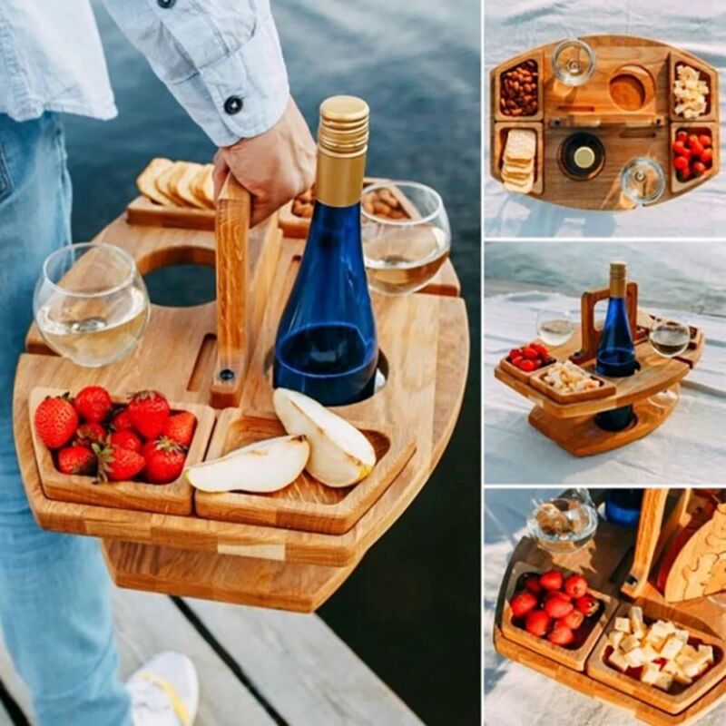 Portable Wooden Folding Picnic Table - 2-in-1